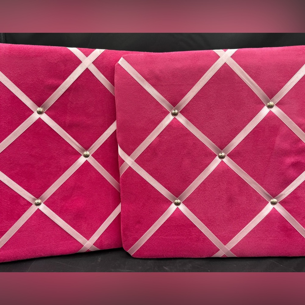 Pretty hot pink set of faux suede memory photo boards 13”